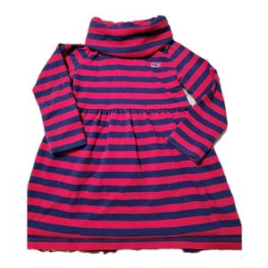 VINEYARD VINES Red and Blue funnel neck striped dress